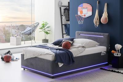 Gestoffeerd Bed Circle 120/200 Antraciet incl. LED