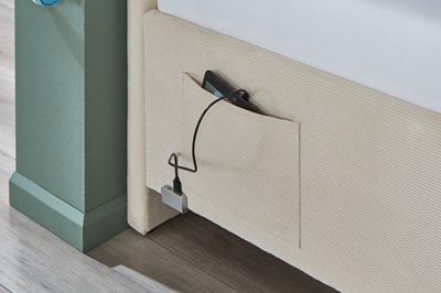 Gestoffeerd Bed Cool Beige USB-port