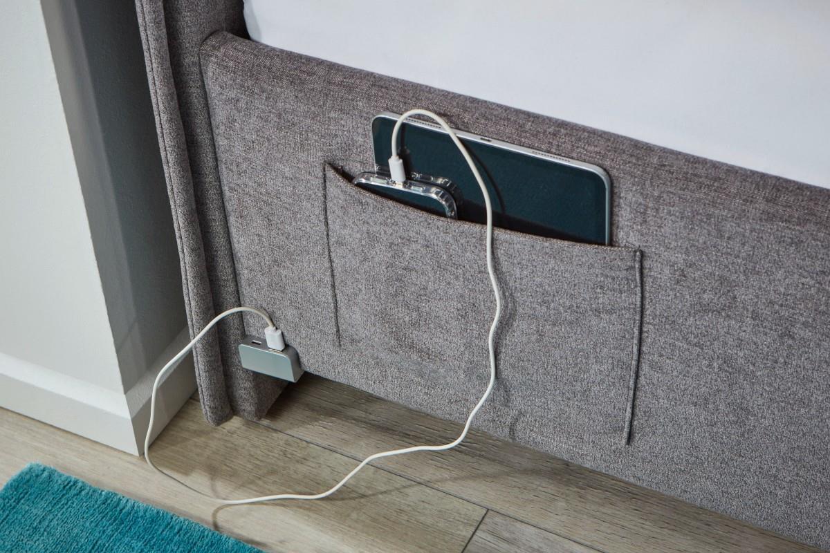 Gestoffeerd Bed Fun Antraciet USB-port