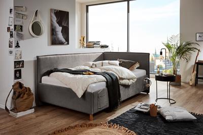 Gestoffeerd Bed Fun 120/200 met rugleuning Antraciet