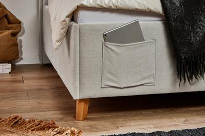 Gestoffeerd Bed Fun 120x200 met rugleuning Beige detail