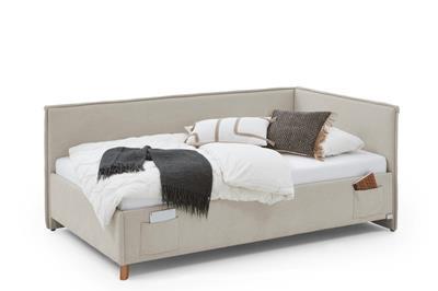 Gestoffeerd Bed Fun 120x200 met rugleuning Beige