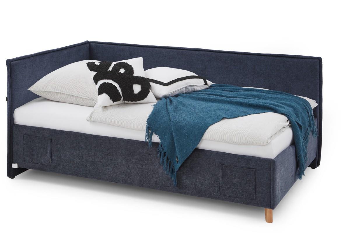 Gestoffeerd Bed Fun 120x200 met rugleuning Blauw