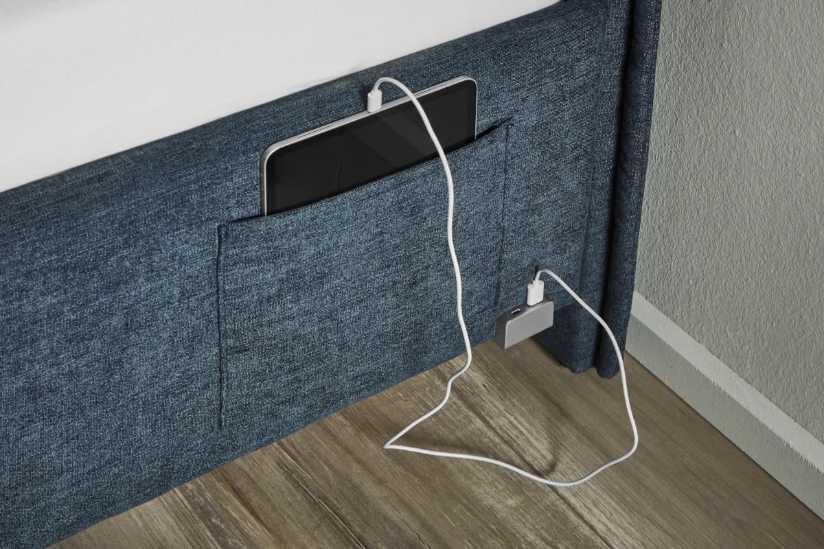 Gestoffeerd Bed Fun Blauw USB-port
