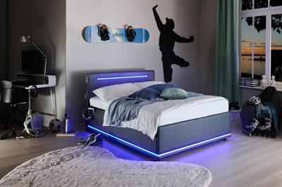 Gestoffeerd Bed Circle 140/200 Zwart incl. LED