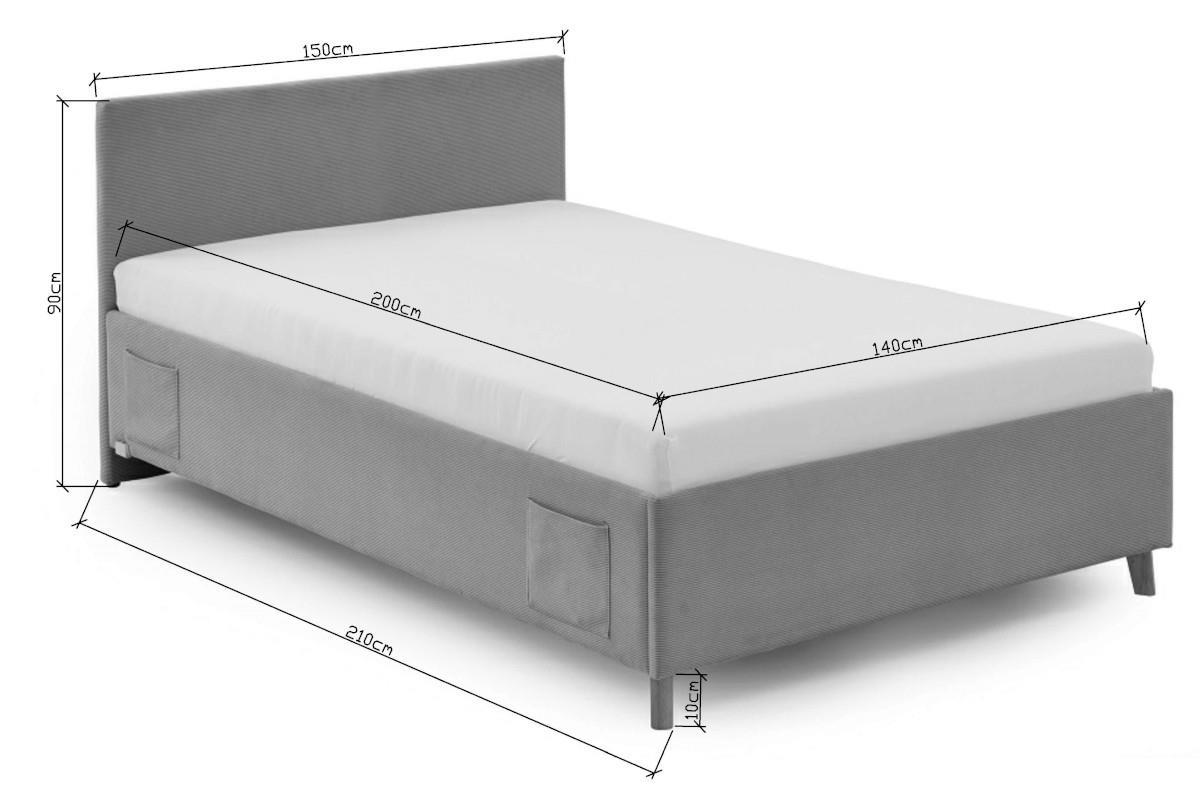 Gestoffeerd Bed Cool 140x200 afmetingen