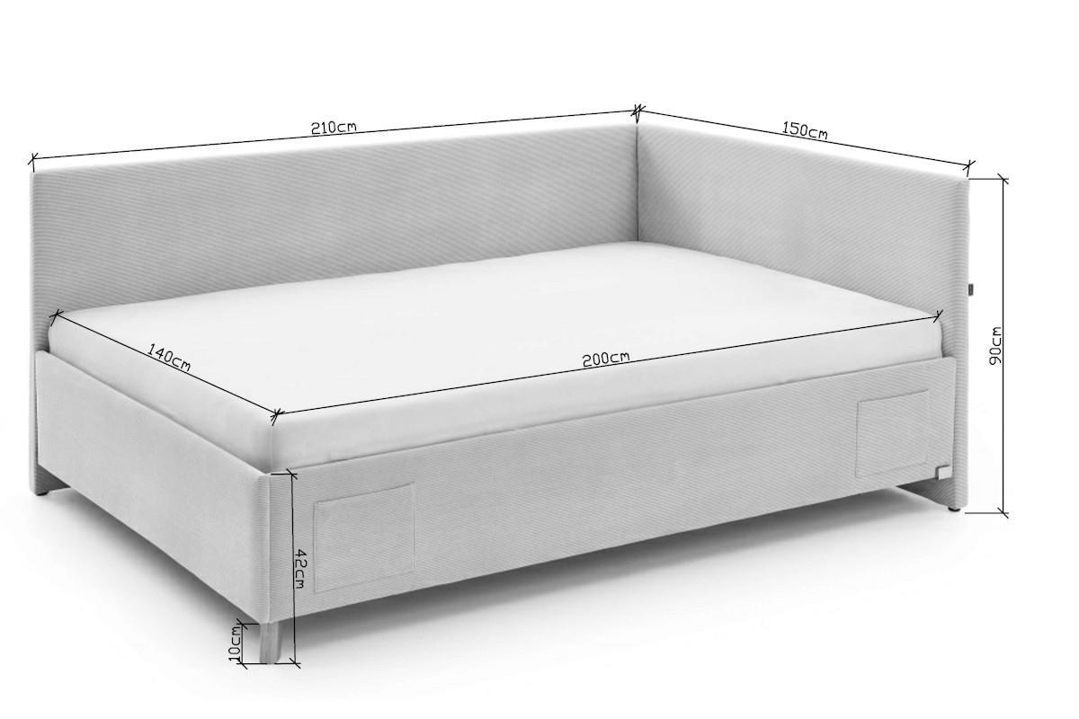 Gestoffeerd Bed Cool 140x200 met rugleuning afmetingen