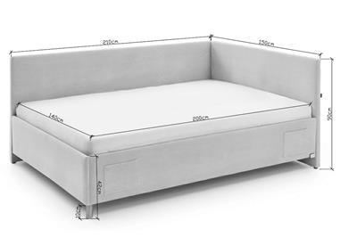 Gestoffeerd Bed Cool 140x200 met rugleuning afmetingen