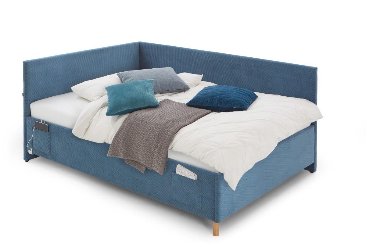 Gestoffeerd Bed Cool 140x200 met rugleuning Blauw