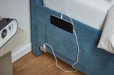 Gestoffeerd Bed Cool Blauw USB-port