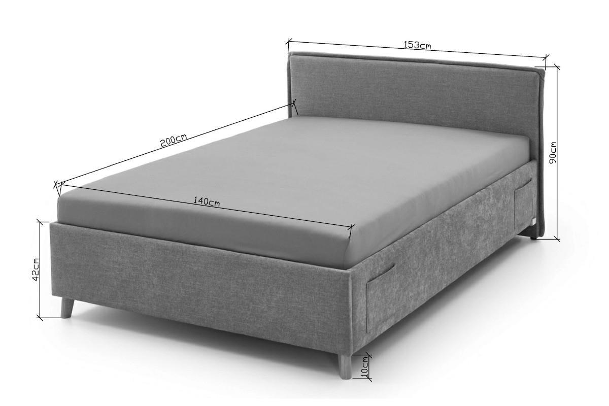 Gestoffeerd Bed Fun 140x200 afmetingen