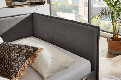 Gestoffeerd Bed Fun 140x200 met rugleuning Antraciet detail