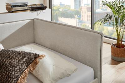 Gestoffeerd Bed Fun 140x200 met rugleuning Beige detail
