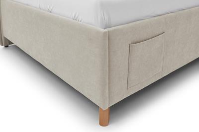 Gestoffeerd Bed Fun 140x200 met rugleuning Beige detail