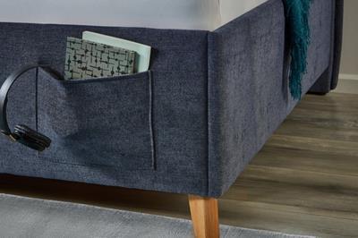 Gestoffeerd Bed Fun 140x200 met rugleuning Blauw detail