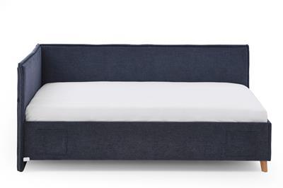 Gestoffeerd Bed Fun 140x200 met rugleuning Blauw zijaanzicht