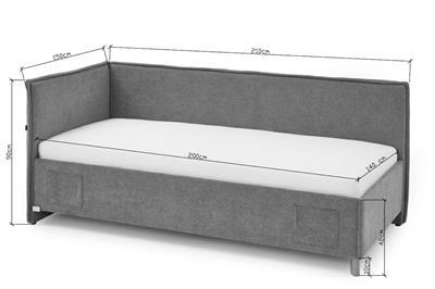 Gestoffeerd Bed Fun 140x200 met rugleuning afmetingen