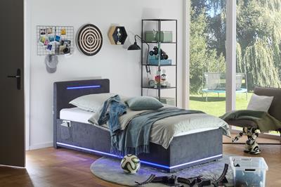  Gestoffeerd Bed Circle 90/200 Antraciet incl. LED