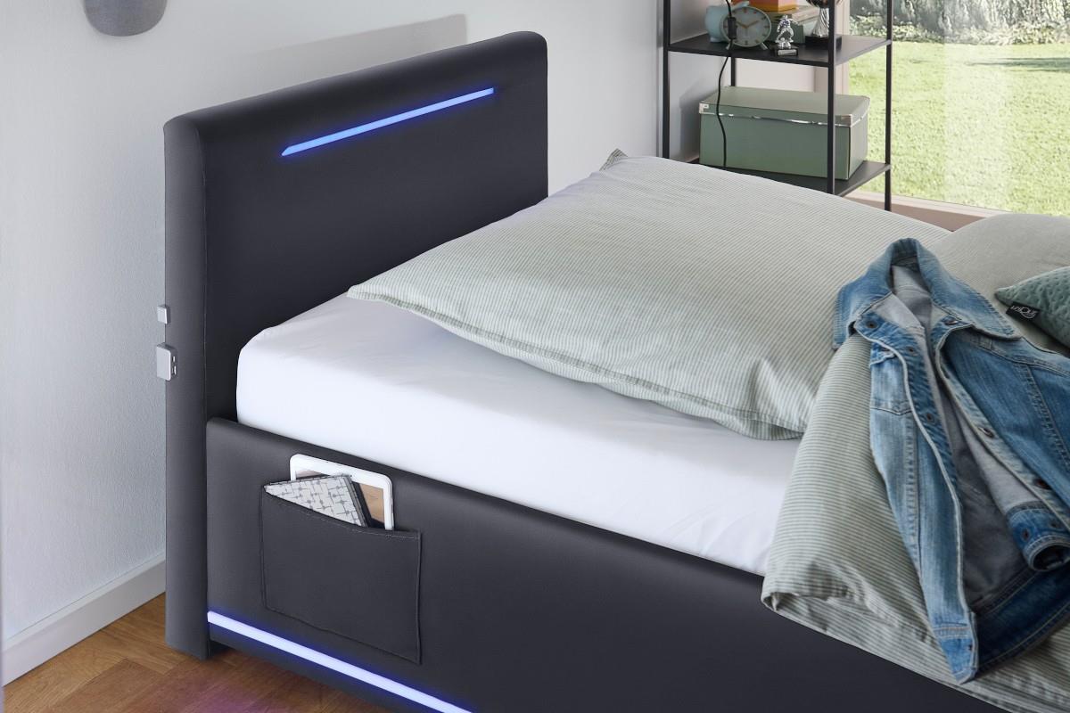 Gestoffeerd Bed Circle 90x200 Zwart detail