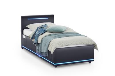 Gestoffeerd Bed Circle 90x200 Zwart met decoratie