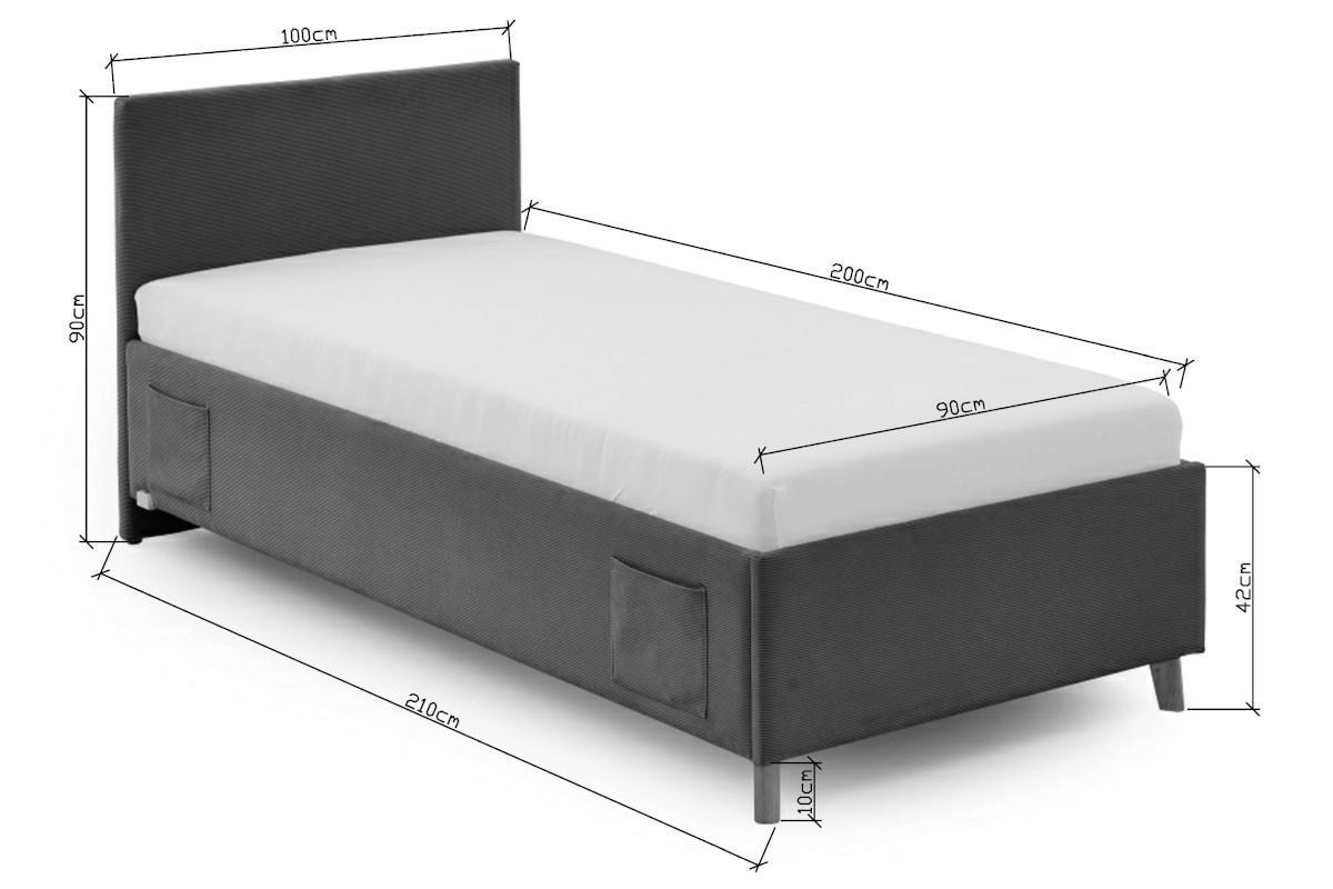 Gestoffeerd Bed Cool 90x200 afmetingen