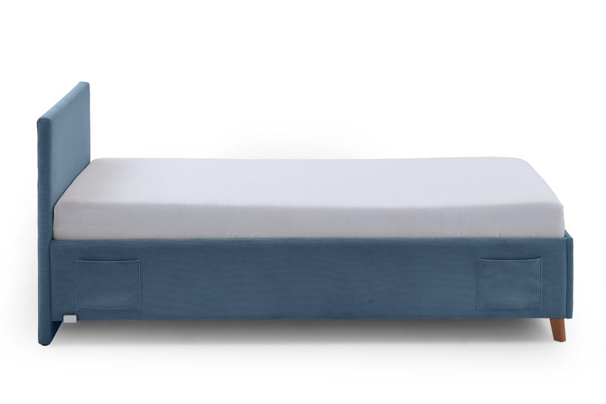 Gestoffeerd Bed Cool 90x200 Blauw zijaanzicht