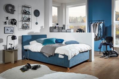 Gestoffeerd Bed Cool 90/200 Blauw