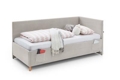 Gestoffeerd Bed Cool 90x200 met rugleuning Beige