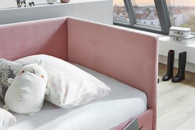 Gestoffeerd Bed Cool 90x200 met rugleuning Roze detail