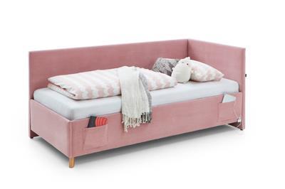 Gestoffeerd Bed Cool 90x200 met rugleuning Roze