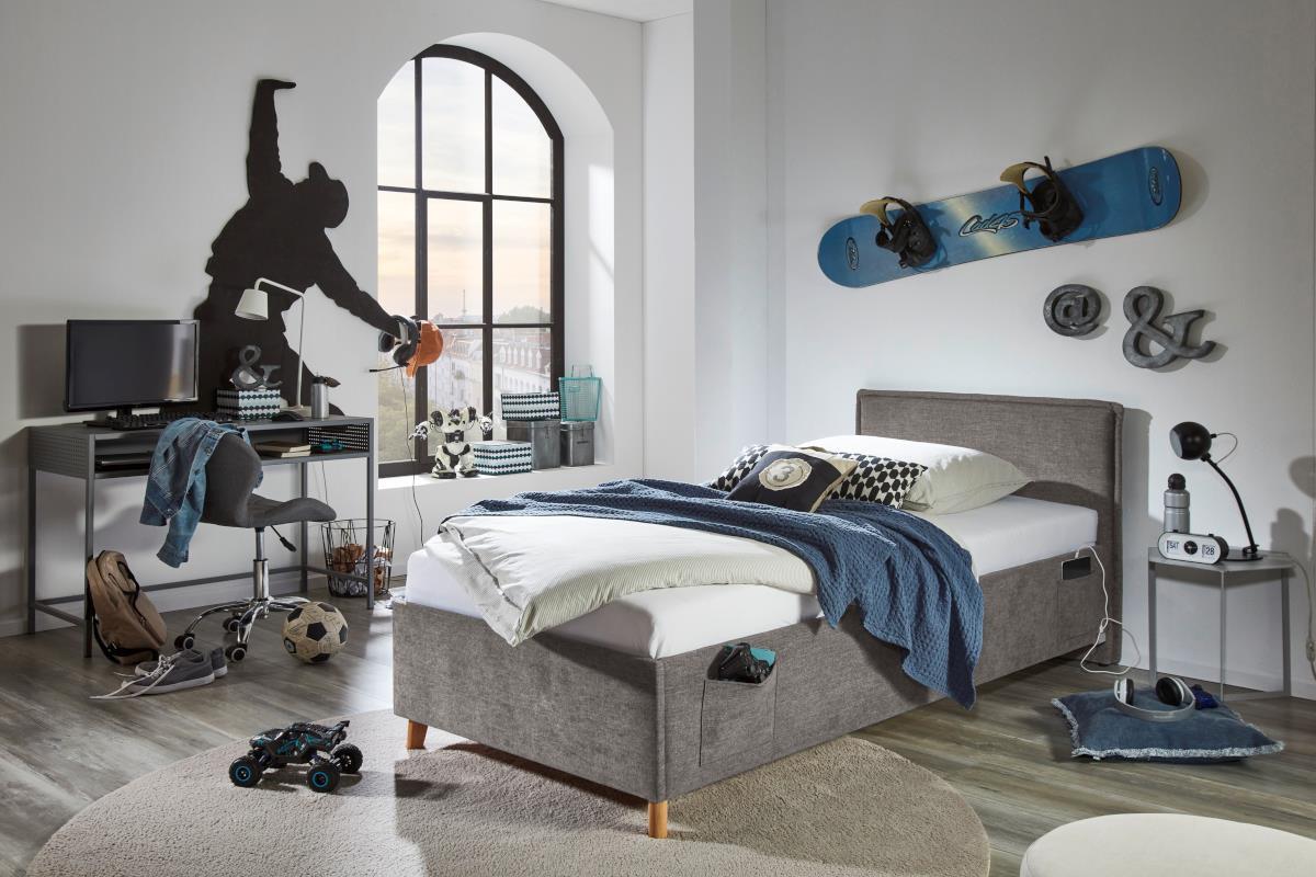 Gestoffeerd Bed Fun 90/200 Antraciet