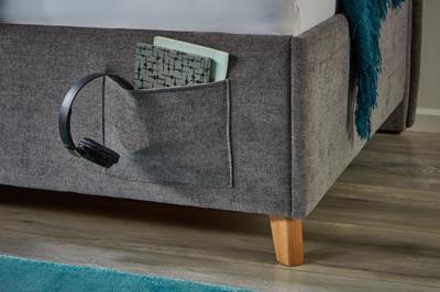 Gestoffeerd Bed Fun 90x200 met rugleuning Antraciet detail