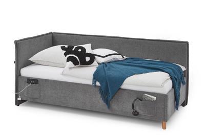 Gestoffeerd Bed Fun 90x200 met rugleuning Antraciet