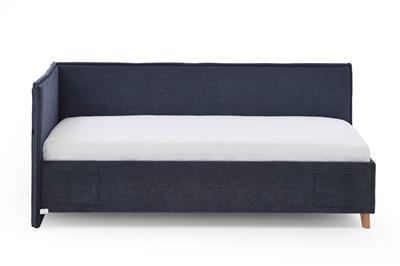 Gestoffeerd Bed Fun 90x200 met rugleuning Blauw zijaanzicht