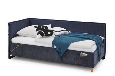 Gestoffeerd Bed Fun 90x200 met rugleuning Blauw