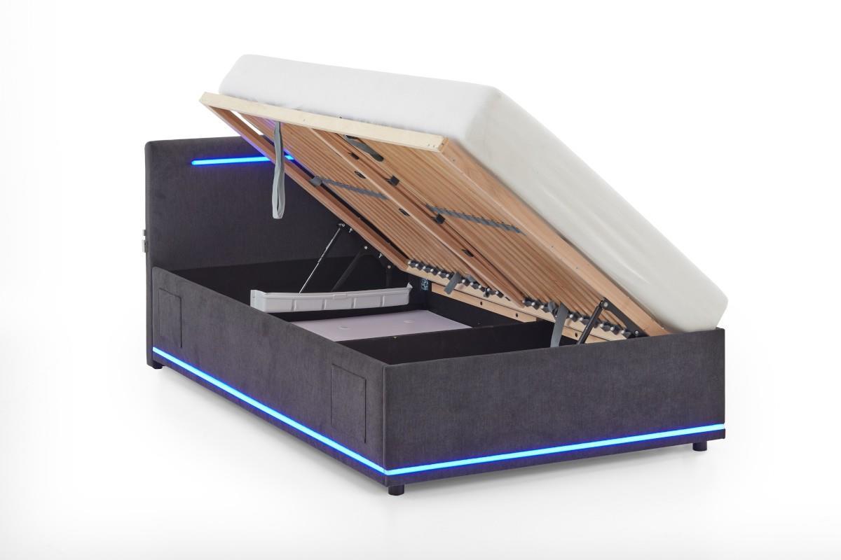 Gestoffeerd Opbergbed Circle 120x200 Antraciet open