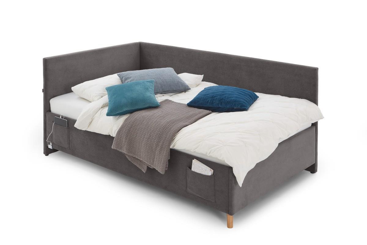 Gestoffeerd Bed Cool 120x200 met rugleuning Antraciet