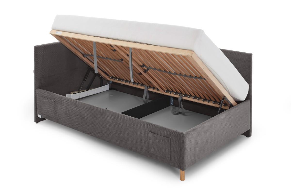 Gestoffeerd Opbergbed Cool 120x200 met rugleuning Antraciet open