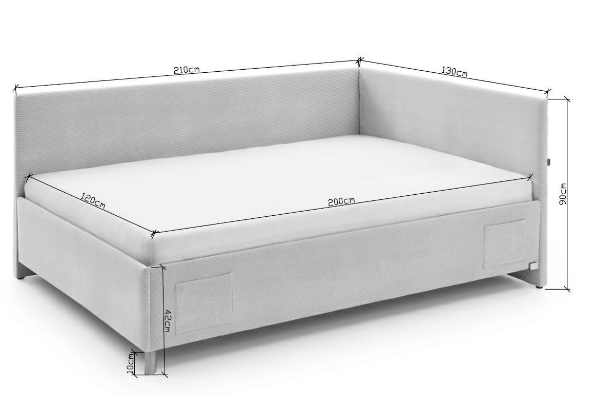 Gestoffeerd Bed Cool 120x200 met rugleuning afmetingen