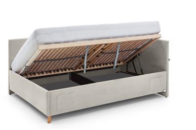 Gestoffeerd Opbergbed Cool 120x200 met rugleuning Beige open