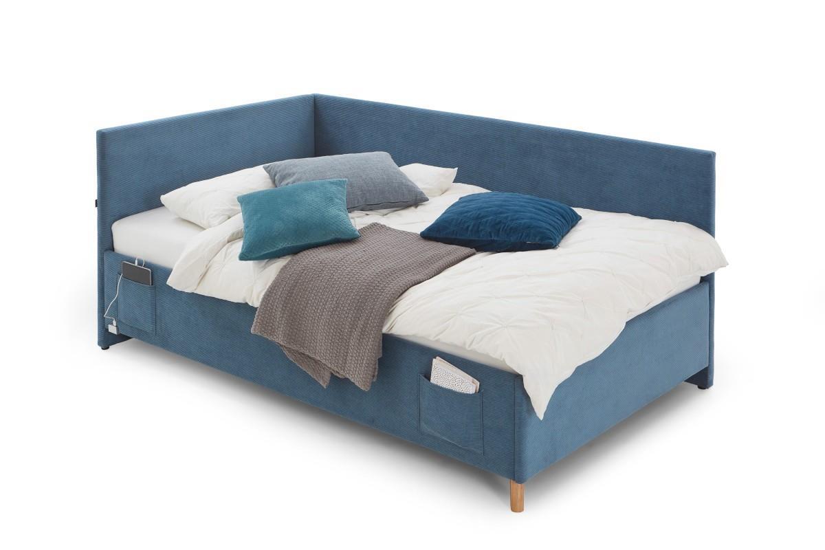 Gestoffeerd Bed Cool 120x200 met rugleuning Blauw