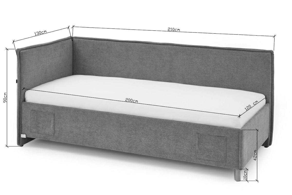 Gestoffeerd Bed Fun 120x200 met rugleuning afmetingen