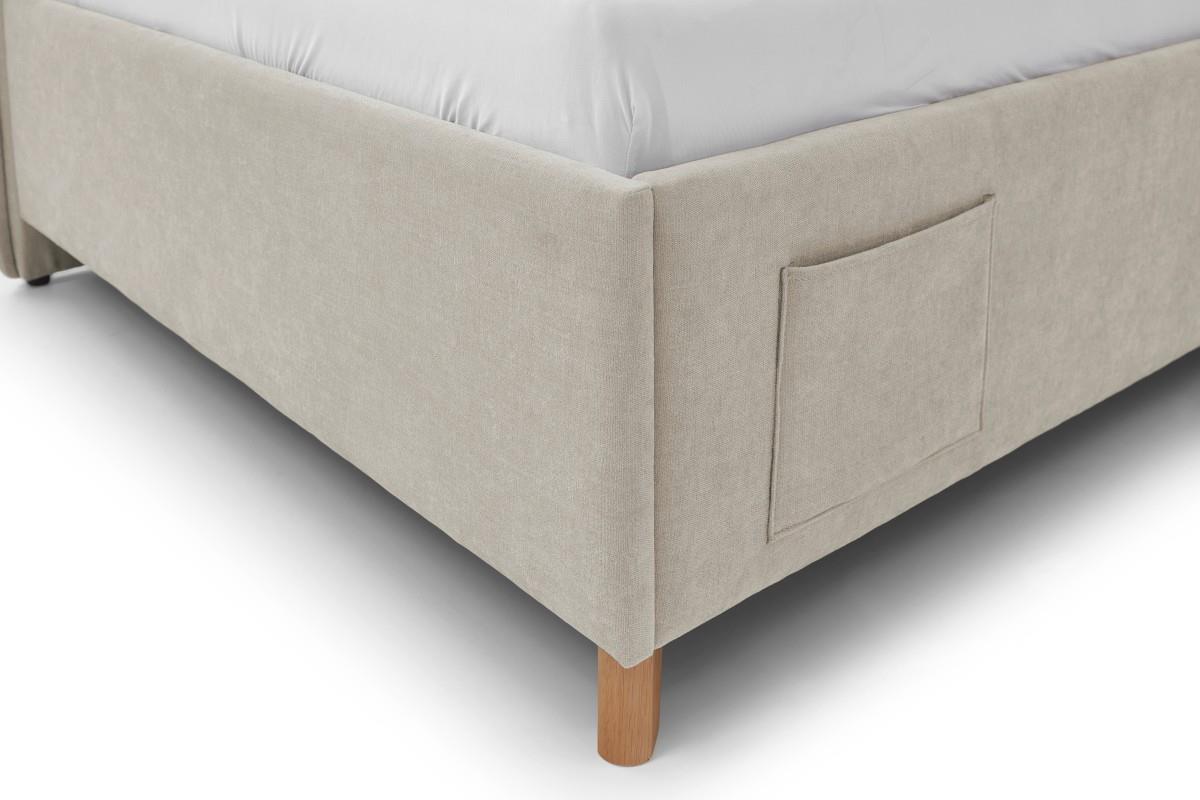 Gestoffeerd Bed Fun 120x200 met rugleuning Beige detail