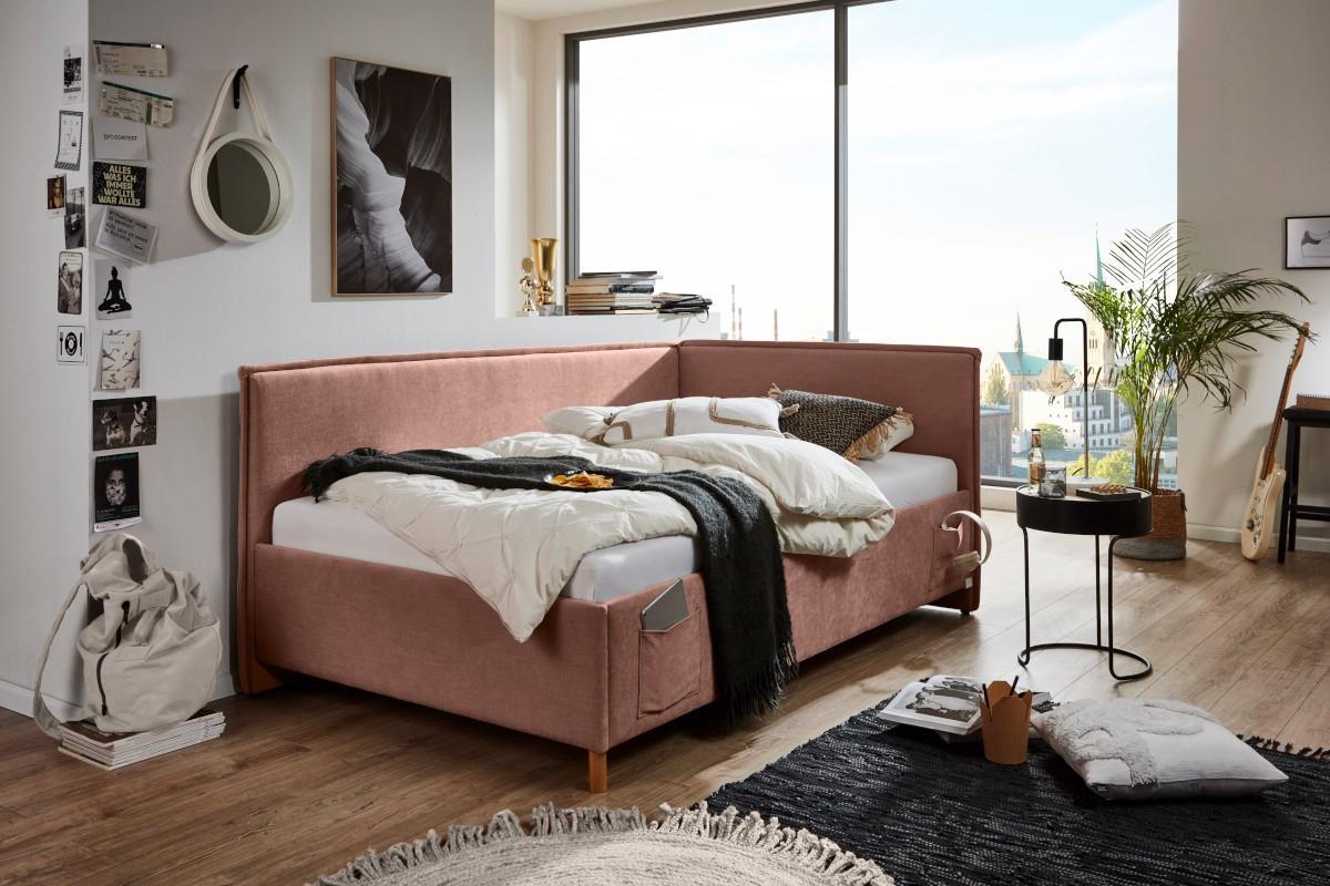 Gestoffeerd Bed Fun 120x200 met rugleuning Roze hoofdfoto