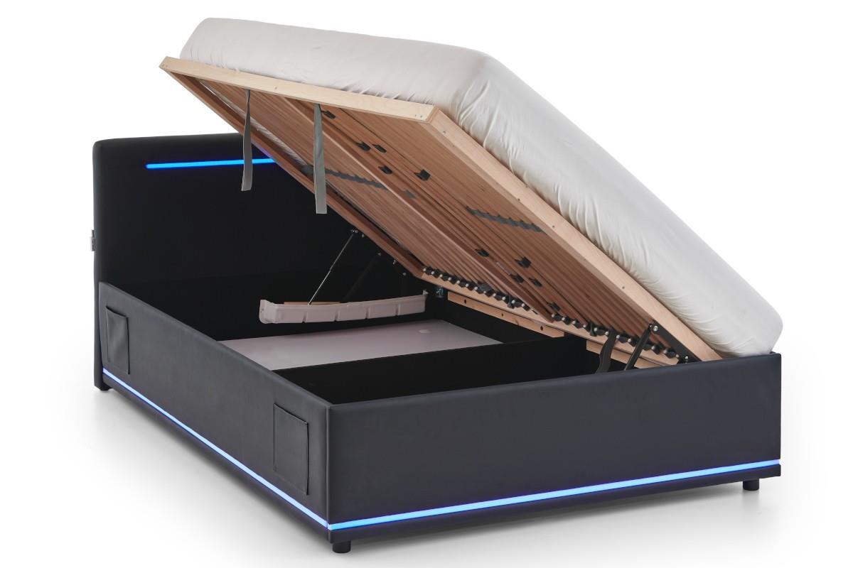 Gestoffeerd Opbergbed Circle 140x200 Zwart open