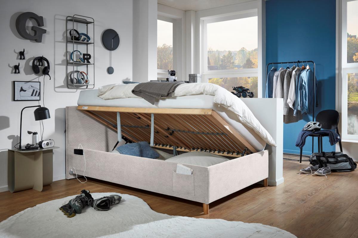 Gestoffeerd Opbergbed Cool 140/200 Beige