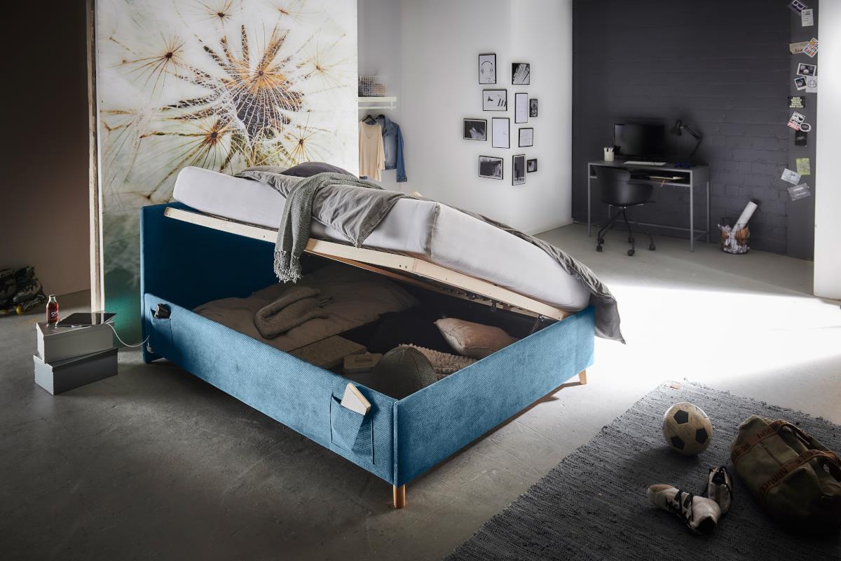 Gestoffeerd Opbergbed Cool 140/200 Blauw