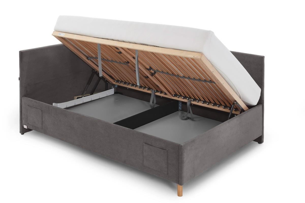 Gestoffeerd Opbergbed Cool 140x200 met rugleuning Antraciet open