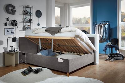 Gestoffeerd Opbergbed Cool 140/200 met rugleuning Antraciet