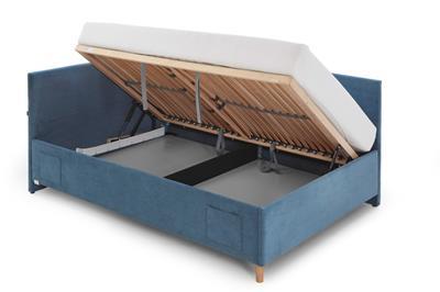 Gestoffeerd Opbergbed Cool 140x200 met rugleuning Blauw open